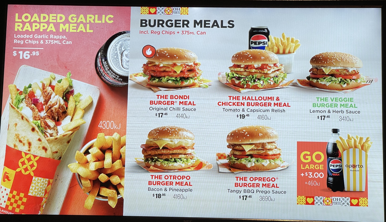 photo of the Oporto menu for May 2024