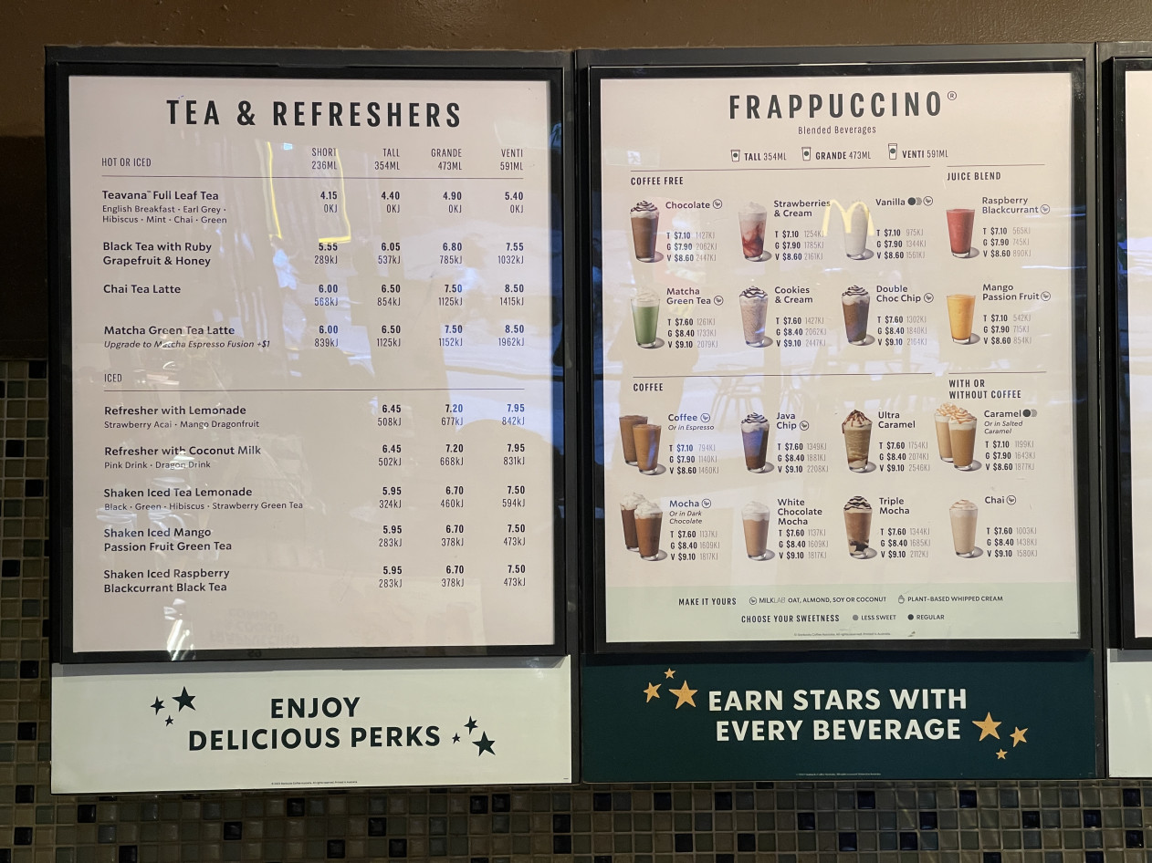 photo of the Starbucks menu for May 2024